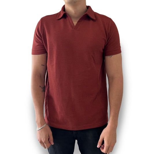 Camisa Tipo Polo Terracota