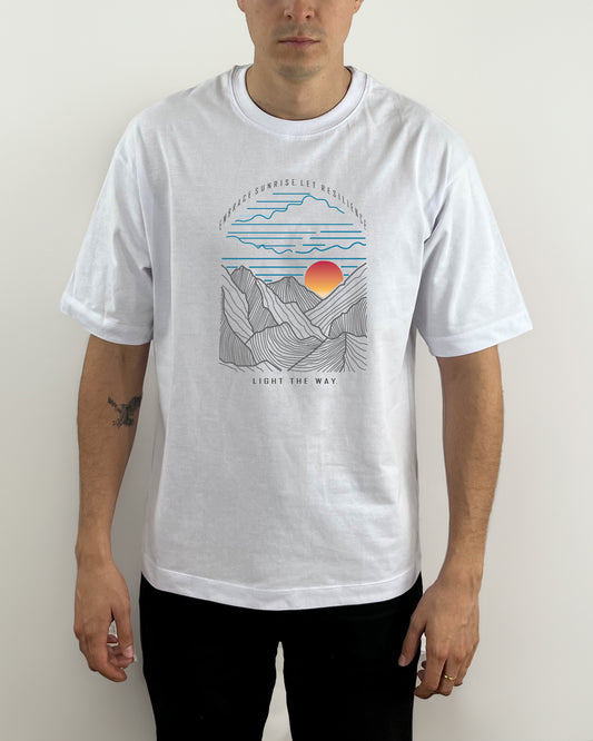 Camiseta Unisex Oversized Sunrise Blanco