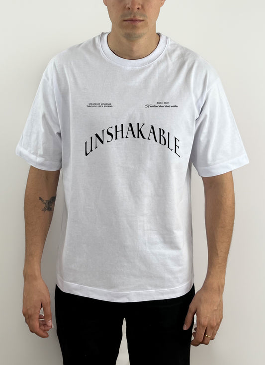 Camiseta Unisex Oversized Unshakeble Blanco