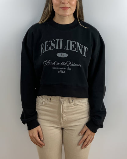 Back to the essence Crewneck Cropped Black