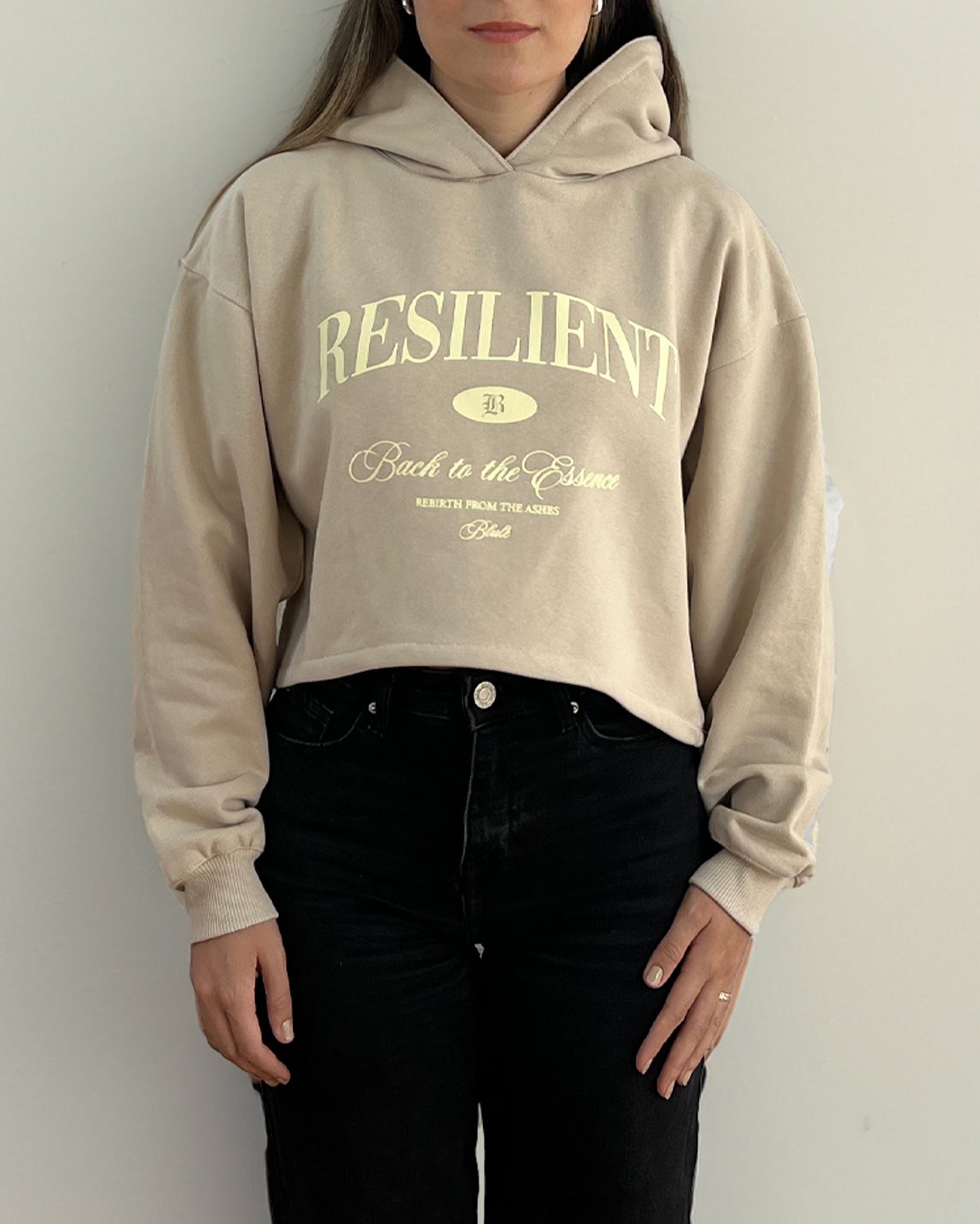 Back to the essence Cropped Hoodie Nude