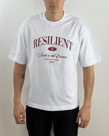 Camiseta Unisex Oversized Back to the essence Vino-Blanco