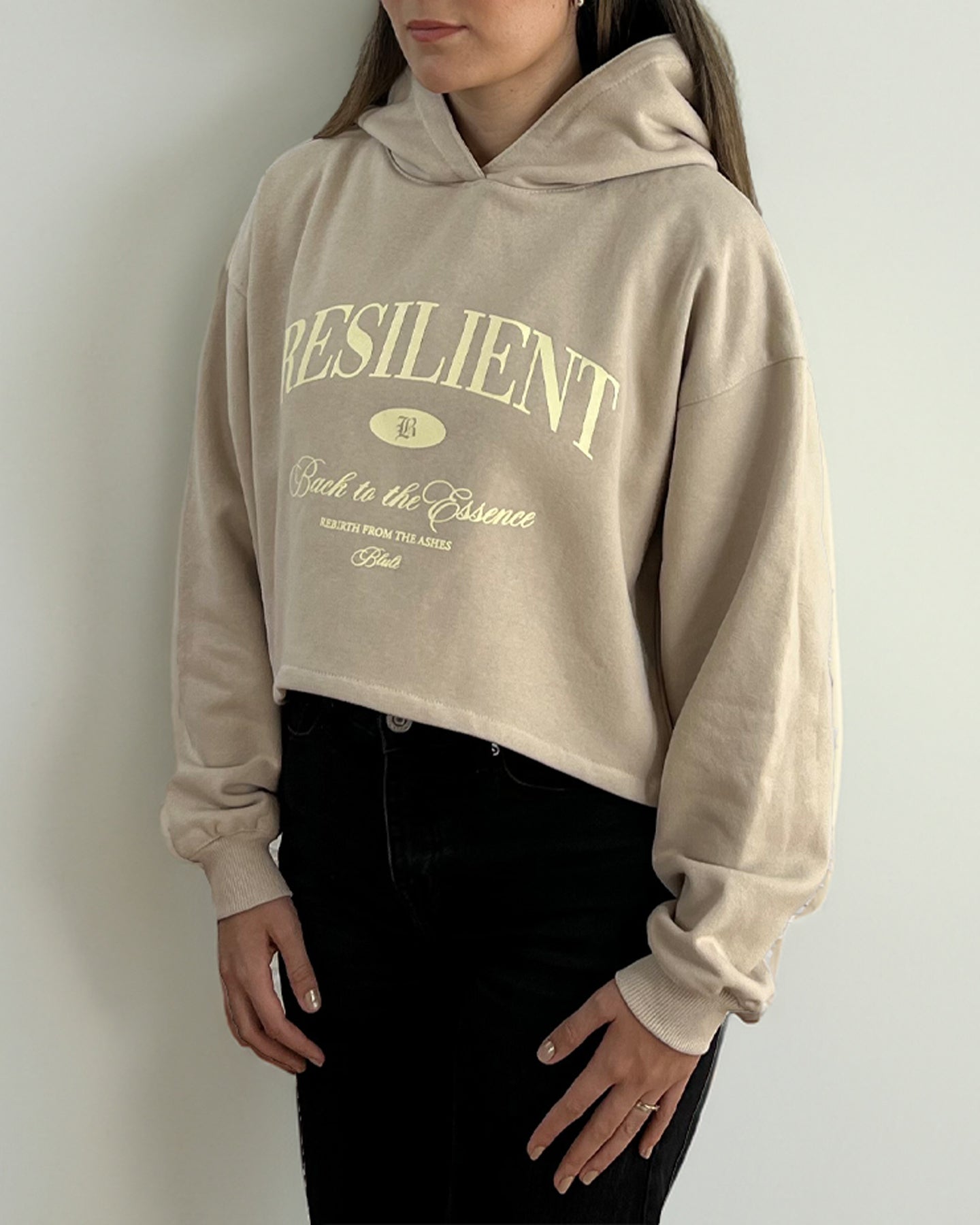 Back to the essence Cropped Hoodie Nude