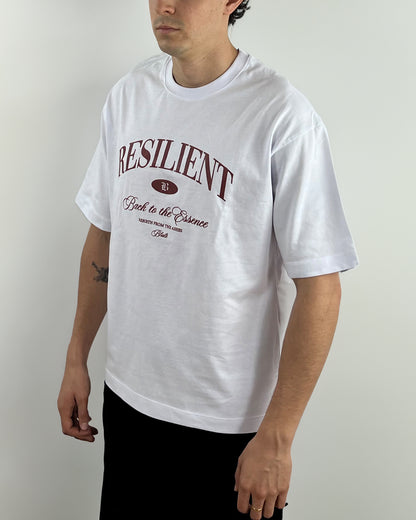 Camiseta Unisex Oversized Back to the essence Vino-Blanco