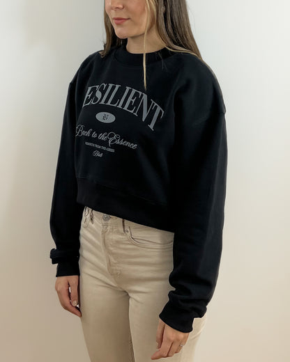 Back to the essence Crewneck Cropped Black