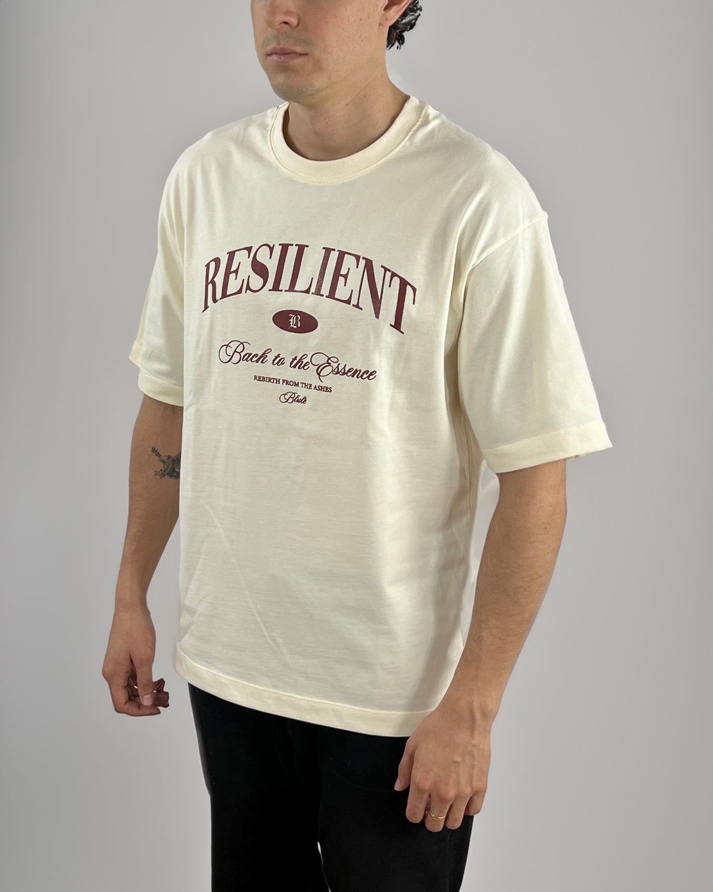 Camiseta Unisex Oversized Back to the essence Vino-Vainilla