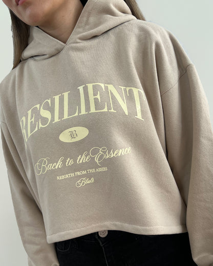 Back to the essence Cropped Hoodie Nude