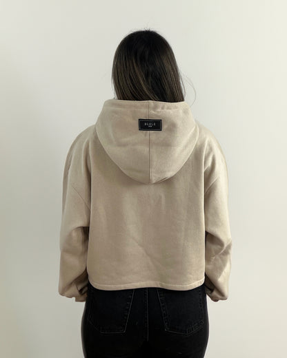 Back to the essence Cropped Hoodie Nude