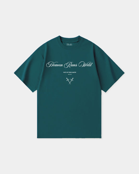 Oversized T Shirt Heaven Runs Wild Dark Green