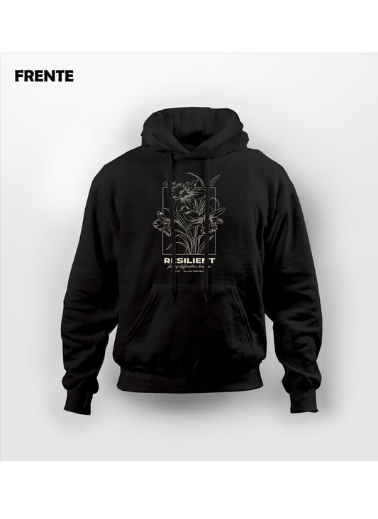 Hoodie Unisex Regular Fit Lirio Negro