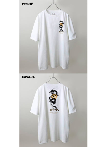 Imagen Camiseta Oversized Premium Unisex Dragon Bravery Blanco