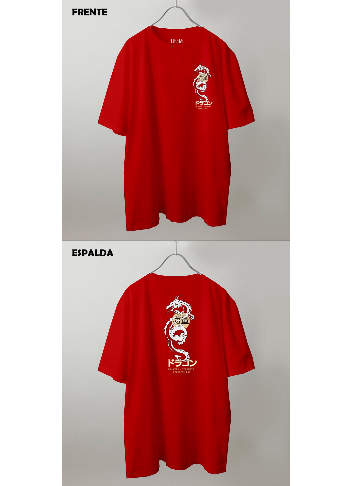 Imagen Camiseta Oversized Premium Unisex Dragon Bravery Rojo Malboro