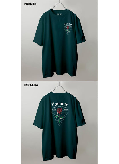 Imagen Camiseta Oversized Premium Unisex L'amour Verde Botella