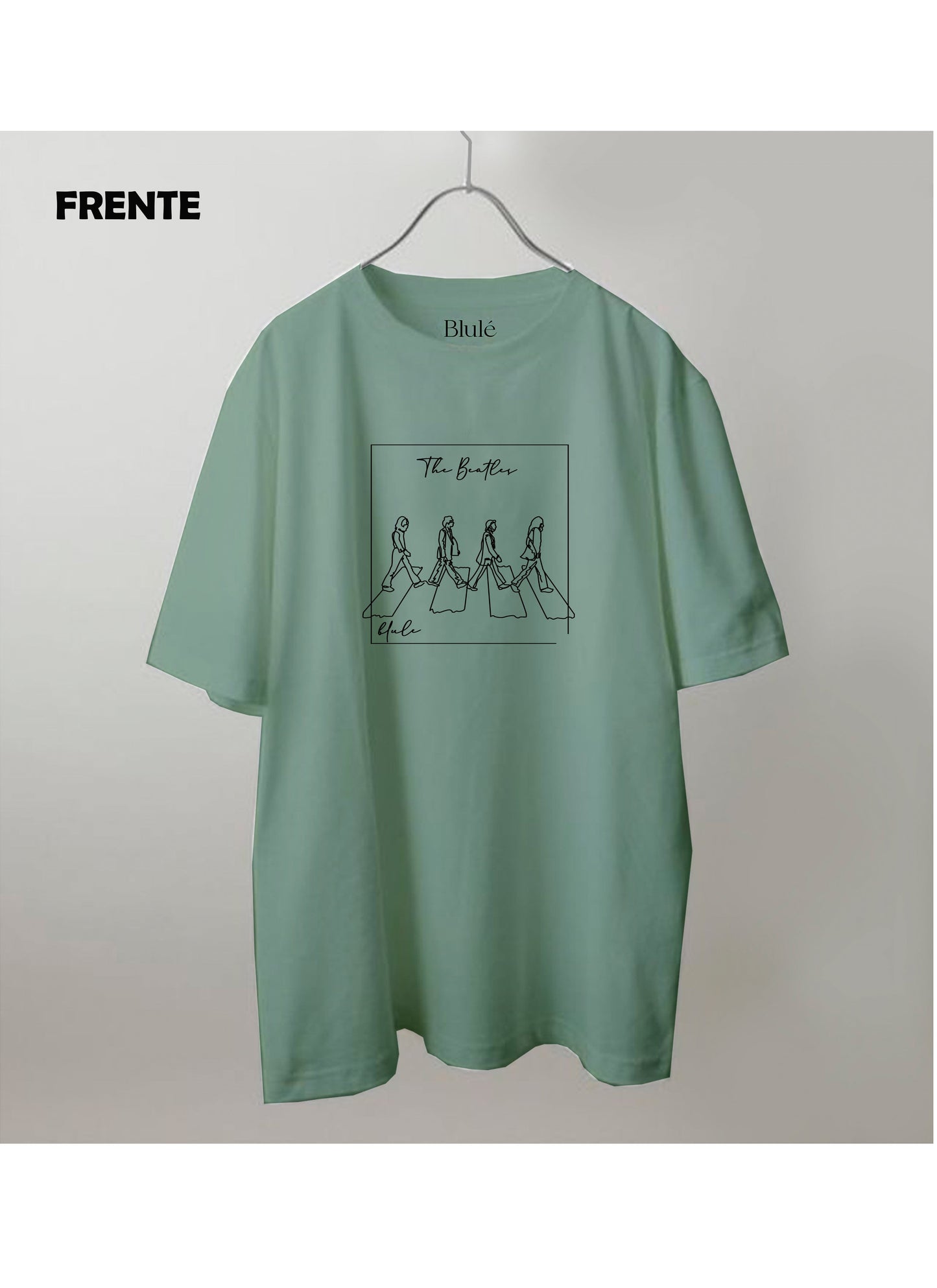 Imagen Camiseta Oversized Premium Unisex The Beatles Verde Invierno
