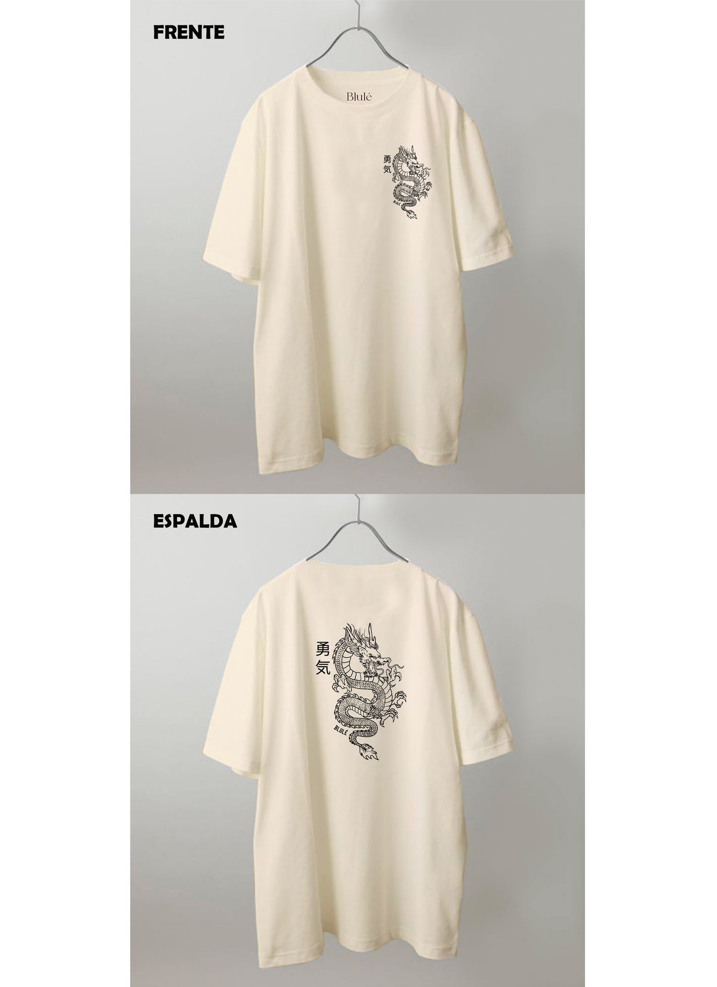 Imagen Camiseta Oversized Premium Unisex Dragon One Line Vainilla