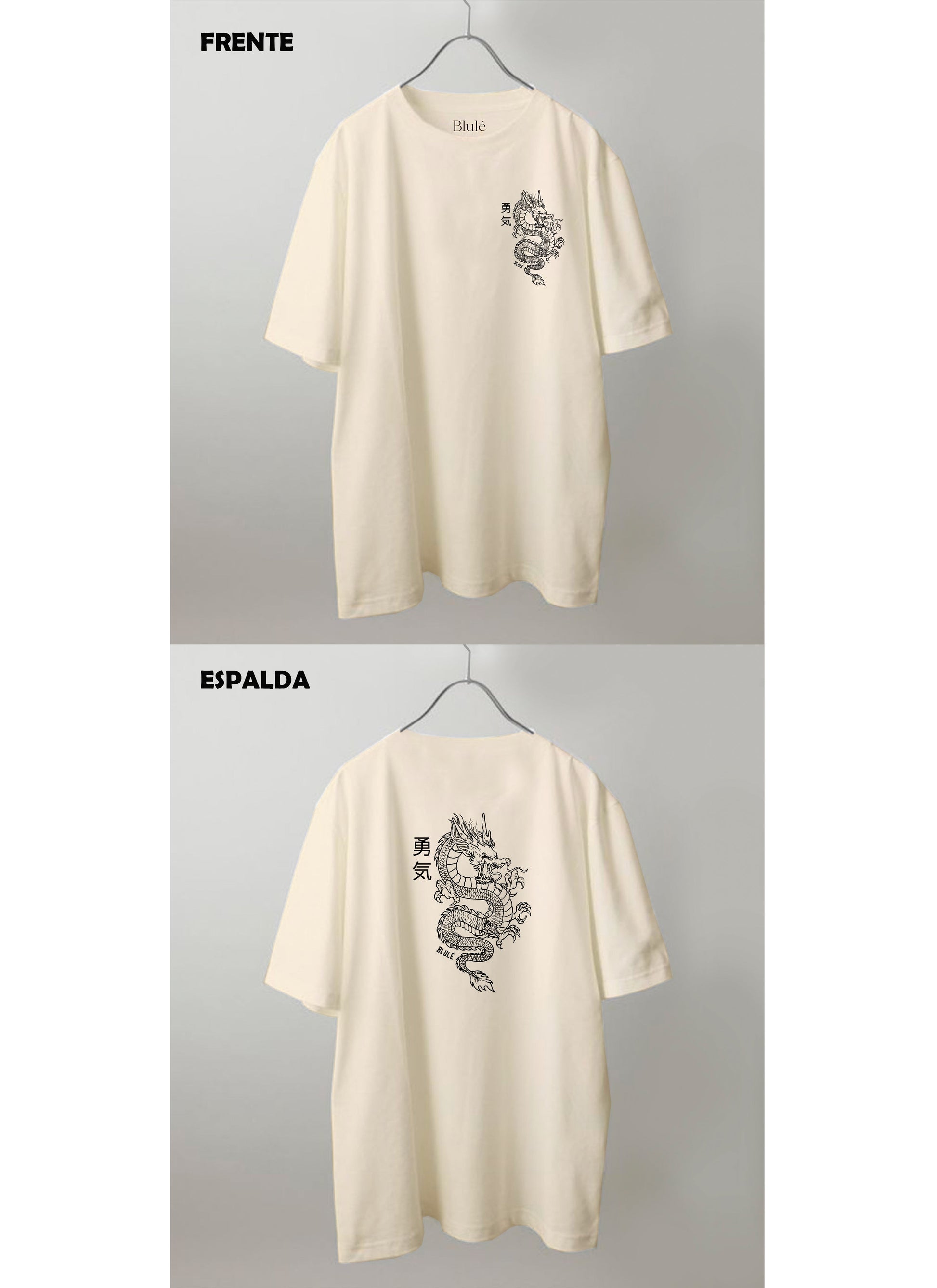 Imagen Camiseta Oversized Premium Unisex Dragon One Line Vainilla