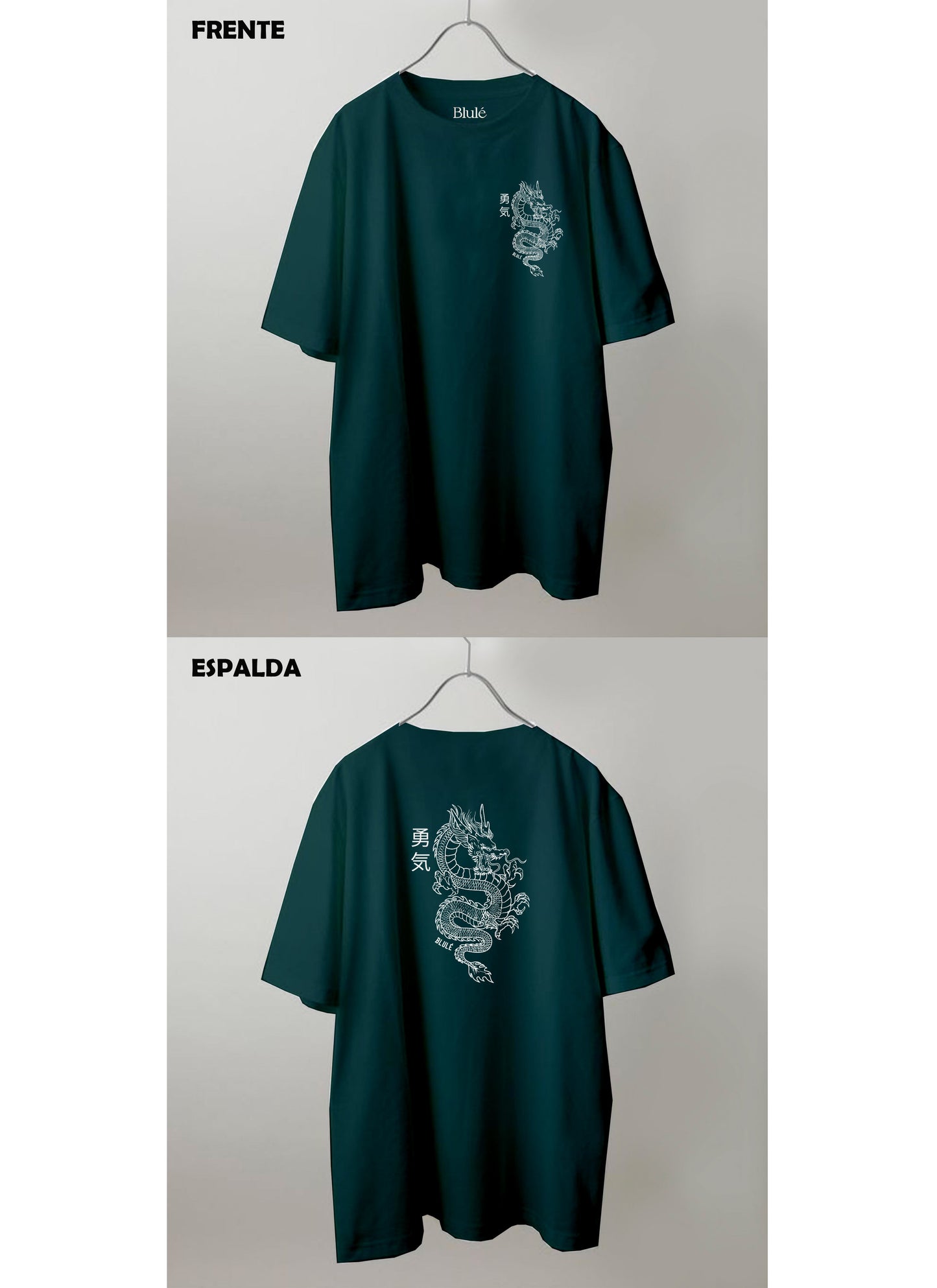 Imagen Camiseta Oversized Premium Unisex Dragon One Line Verde Botella