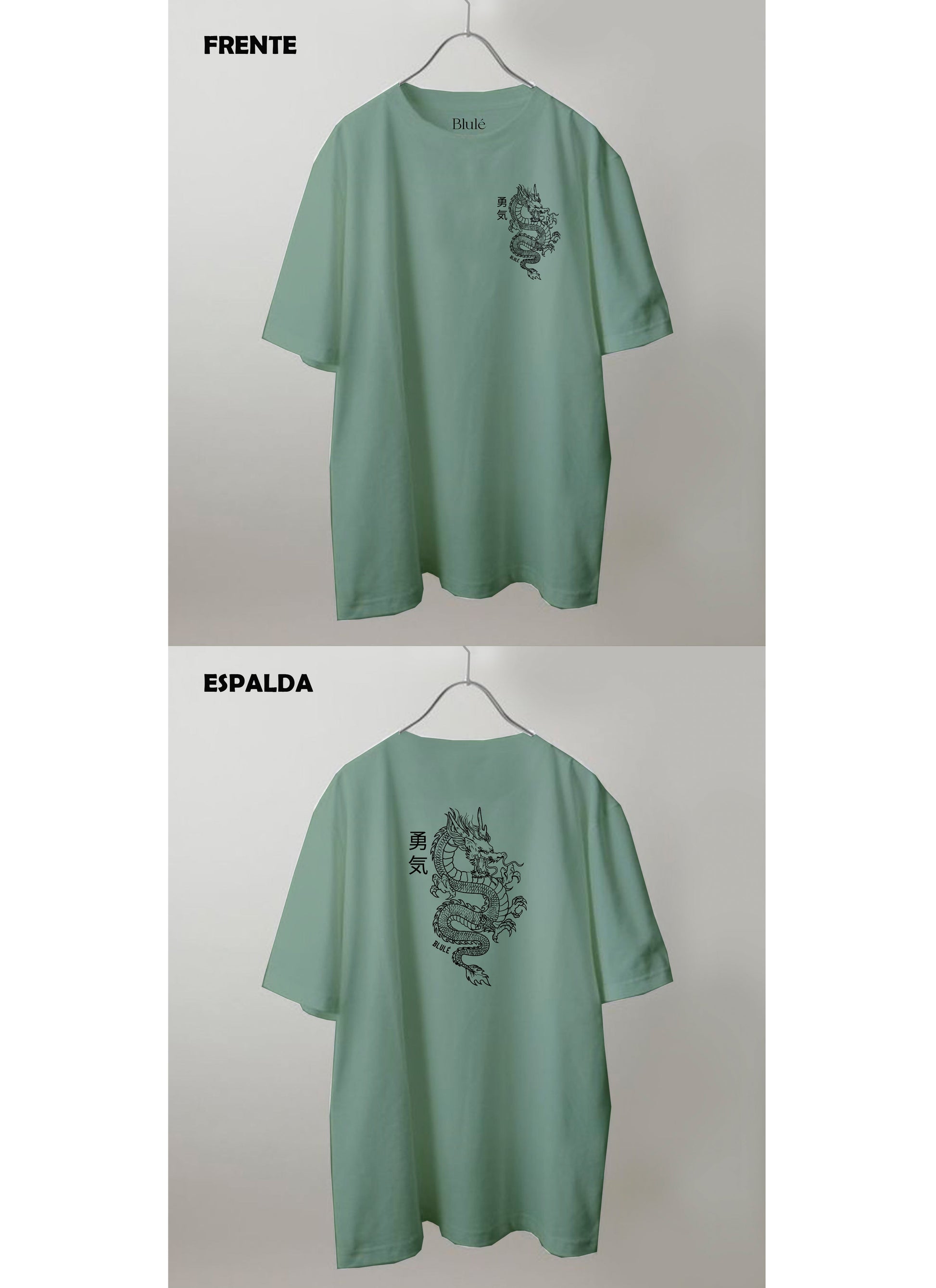 Imagen Camiseta Oversized Premium Unisex Dragon One Line Verde Invierno